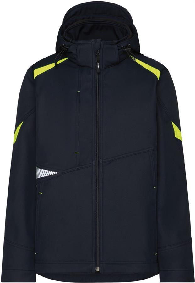 Dassy softshell kalama polyester night blue fluorescent yellow s