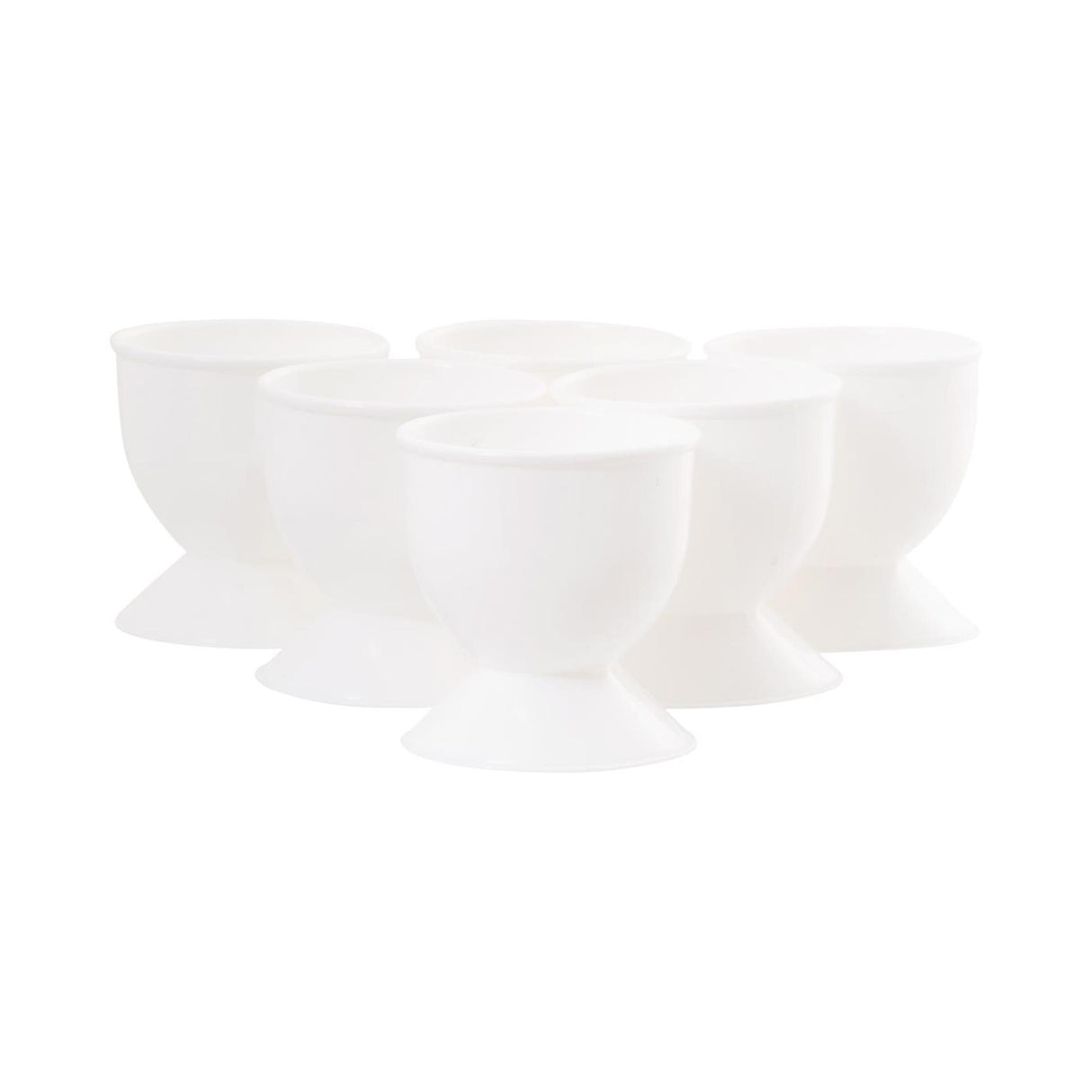 Plastik Eierbecher Set vu 6 Stéck wäiss