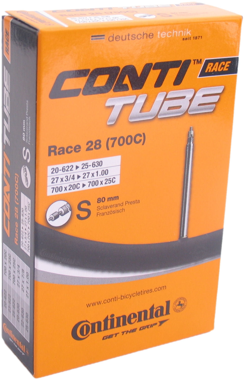 Kontinentale bannenzegen Tube 28inch Rennen 20-622 25-630 sv 80mm Box