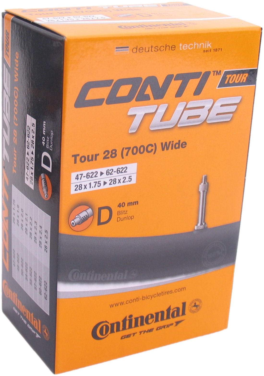 Continental Inner Tube DV19 Tour Wide 28 palcev 47 62-622 DV 40 mm