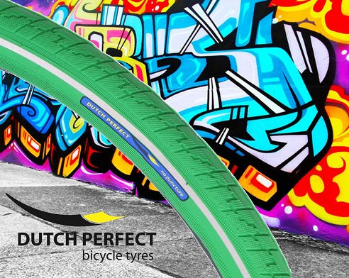 Dutchperfect dekk av nederlandsk perfekt 28 x 1,40 40-622mm anti-laks grønt med refleksjon