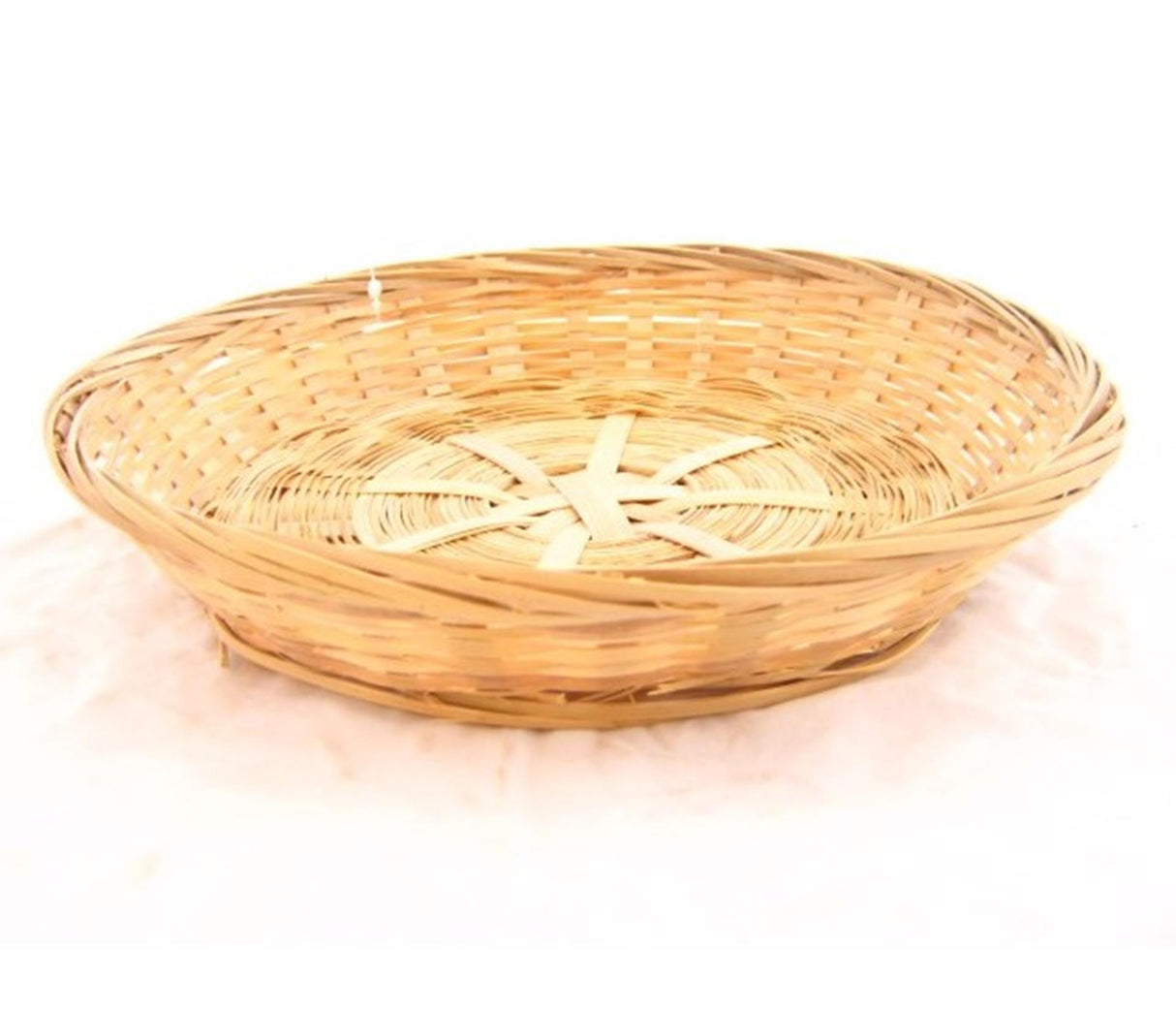 Baskin basket bamboo woven round low 25x4cm