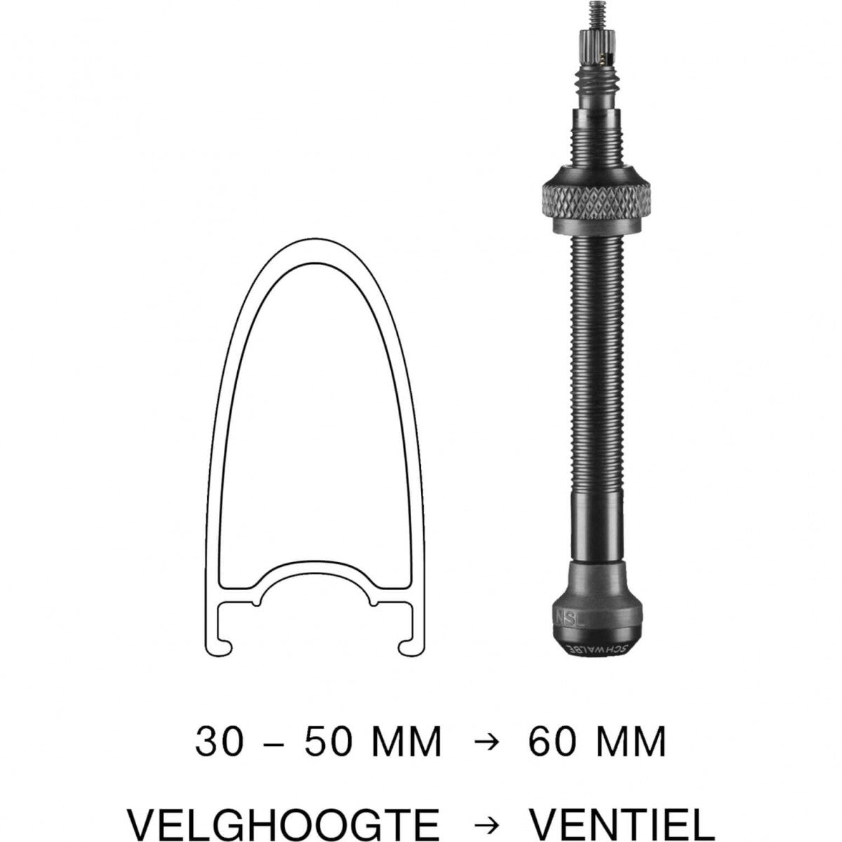 Rørløs ventil Schwalbe 60mm (2 stykker)