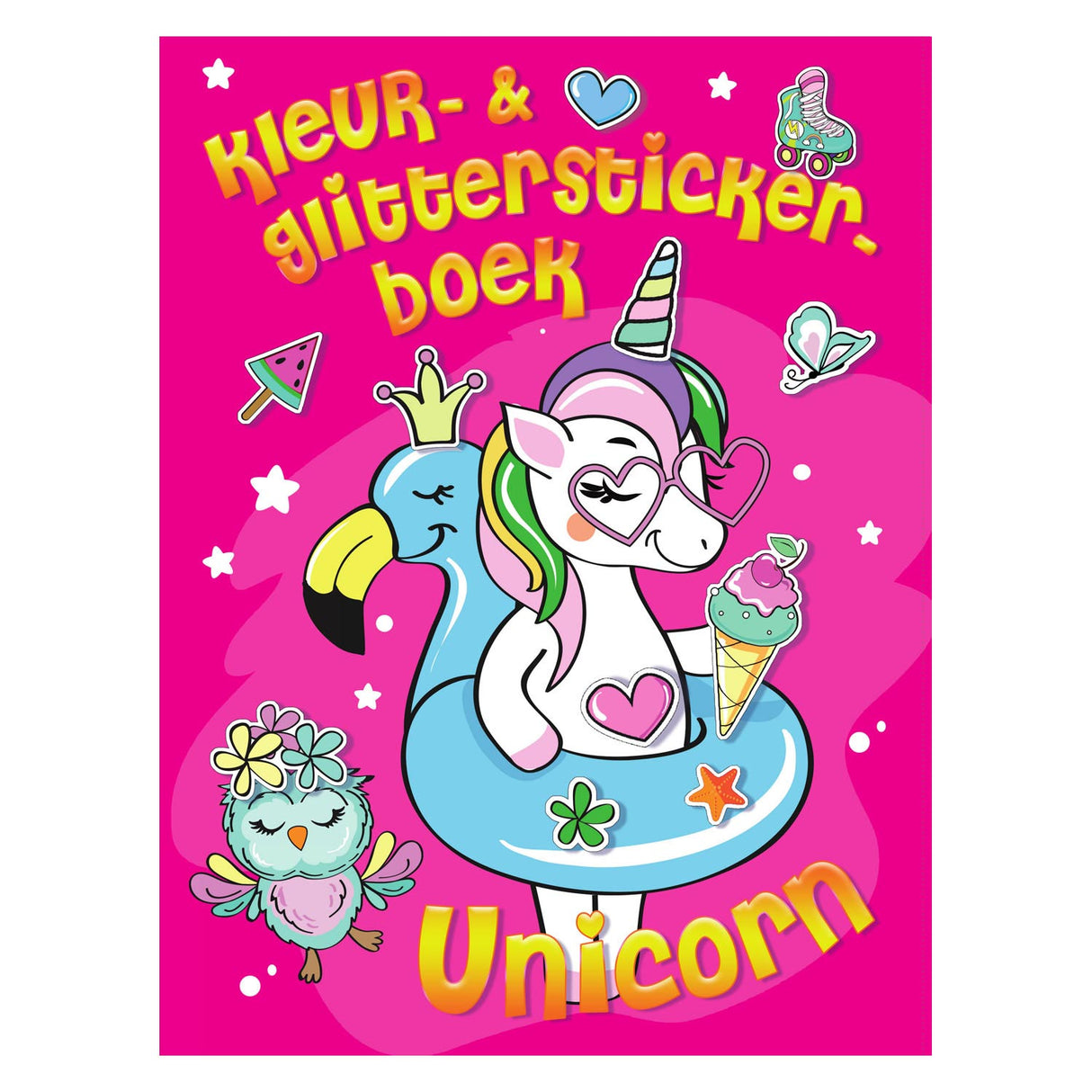 Mondikaarten Kleur Glitter Stickerboek Unicorn