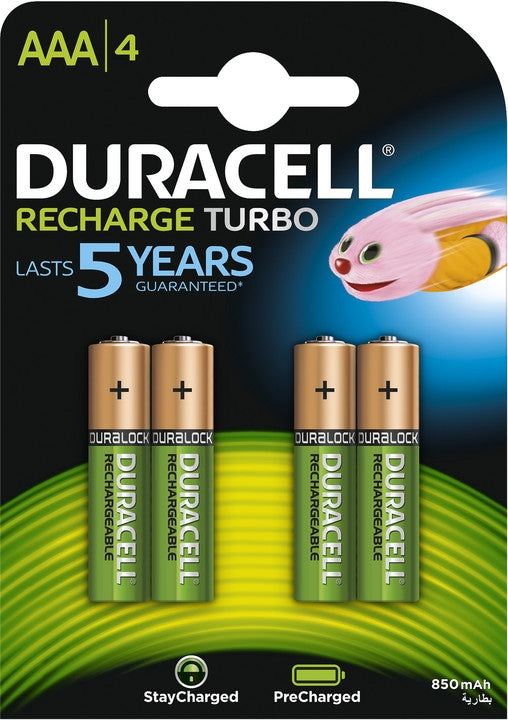 Duracell batteri oppladbar AAA HR03 NIMH 1.2V 750 mAh (4 stykker)