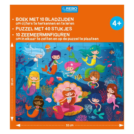 Rebo Publishers Boek, Puzzel + 10 Figuren Zeemeermin