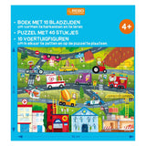 Rebo Publishers Boek, Puzzel + 10 Figuren Voertuigen