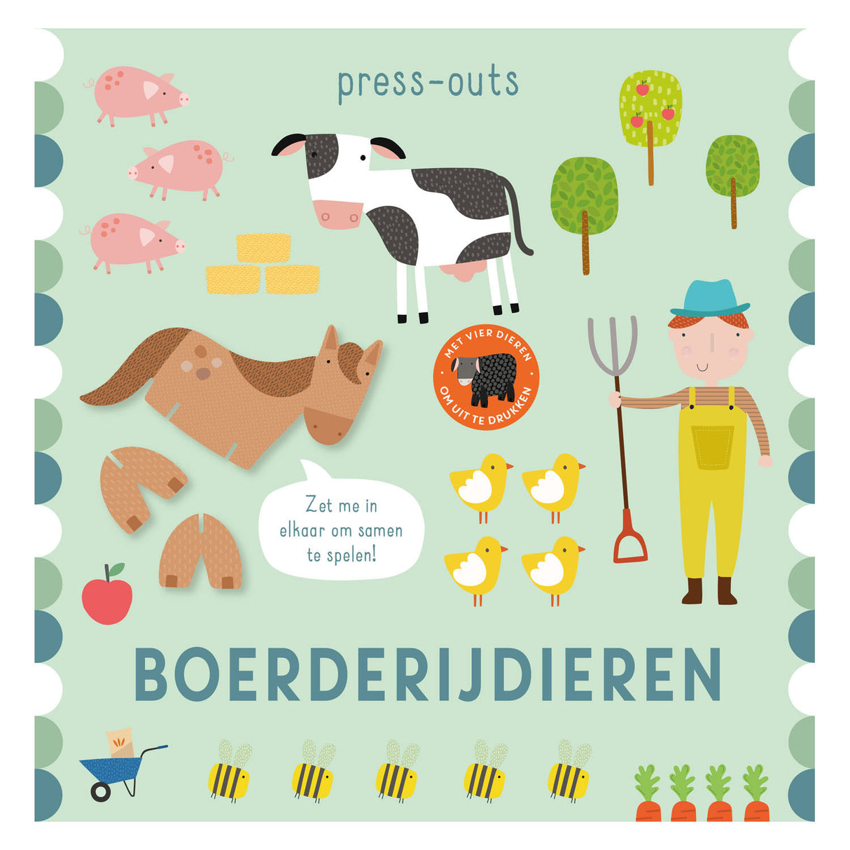 Roba Editeuren Cardboard Buch Press -outs - Bauerenhaff Déieren