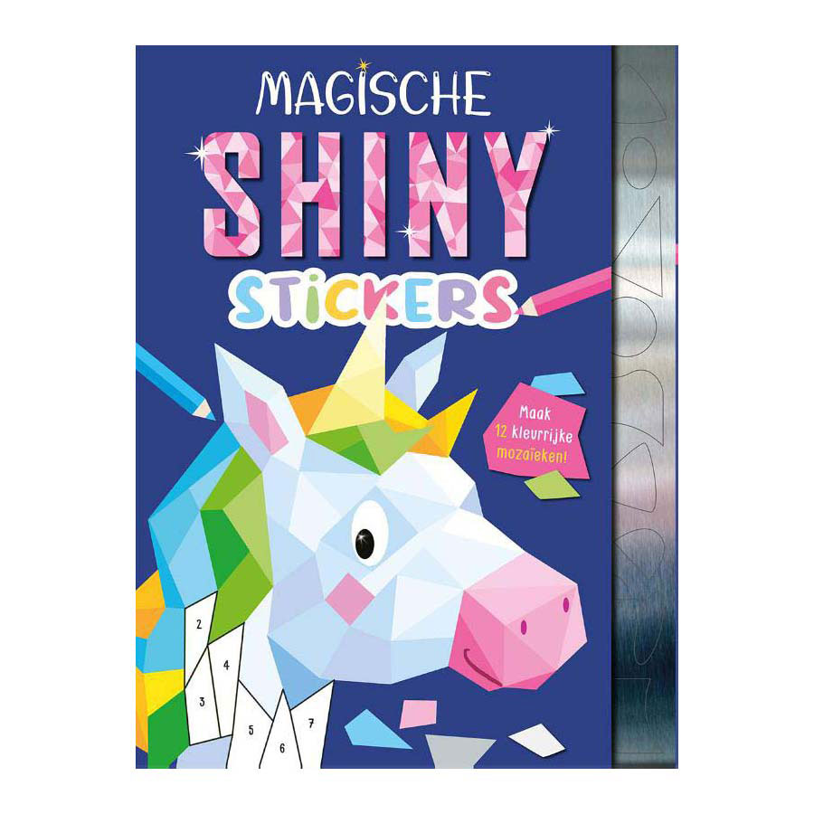 coole shiny stickers stickerboek magische wezens, 12 mozaïeken