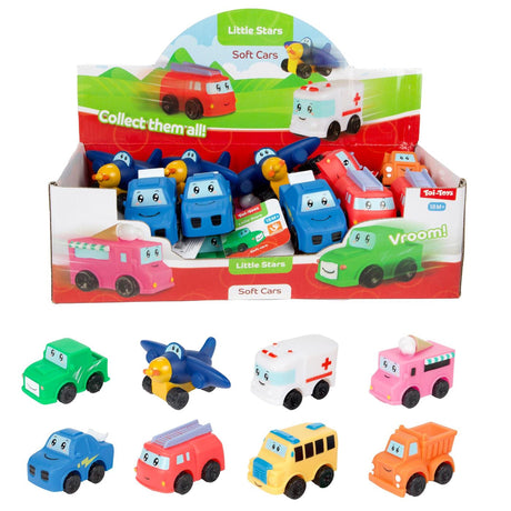 Toi-toys little stars zachte mini auto -cartoon- 8cm 8ass