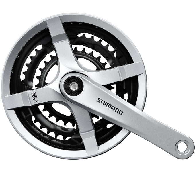 Shimano Crankstel 6 7 8 speed Tourney FC-TY501 met 170mm crankarm 48 x 38 x 28T met kettingscherm zilver