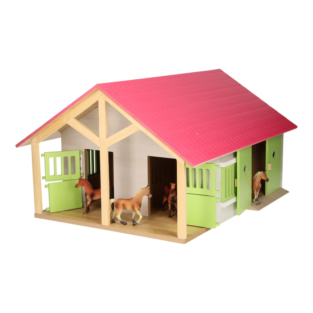 Kids Globe Globe Paardenstal Roze met 2 Boxen en Berging, 1:24