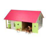 Kids Globe Horse Stable Pink med 2 kasser og opbevaring, 1:24