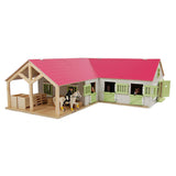 Kids Globe Globe Globe Paardenhoekstal met 3 Boxen en Berging Roze 1:24