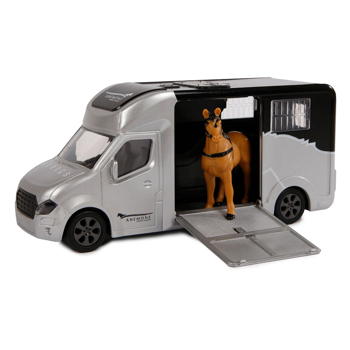 Kids Globe Die Cast Horse Truck With Light and Sound Gray