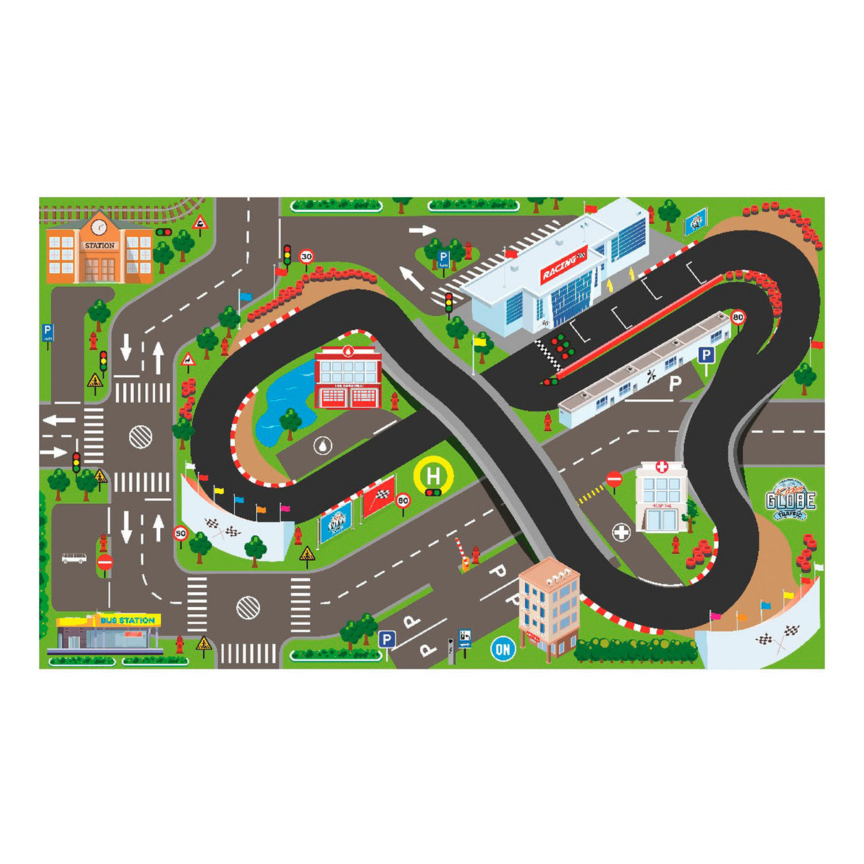 Kids Globe Globe Traffic Dress Circuit mit LED -Leuchten