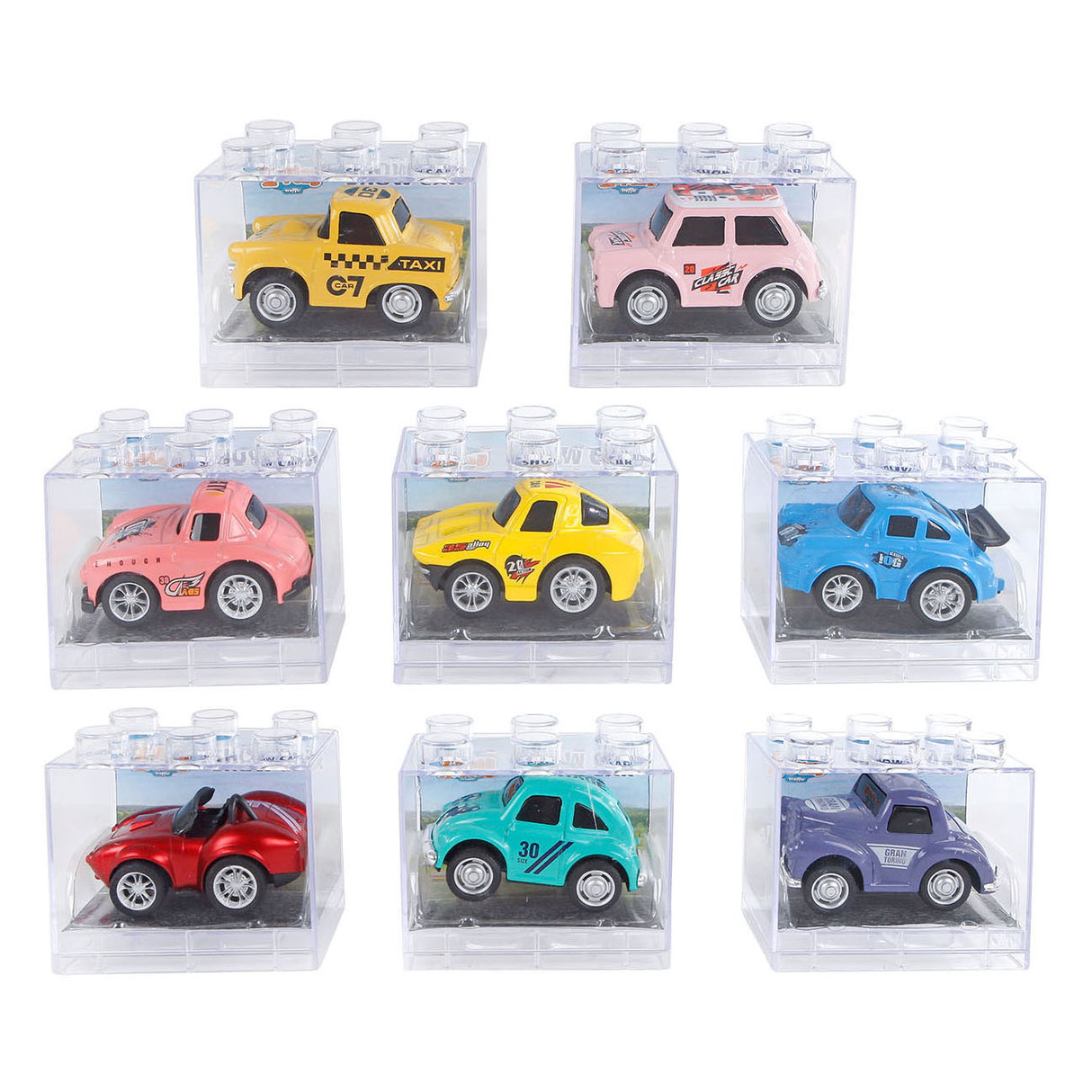 2-play Die-Cast Pull Back Car in Transparent Box, 6 cm