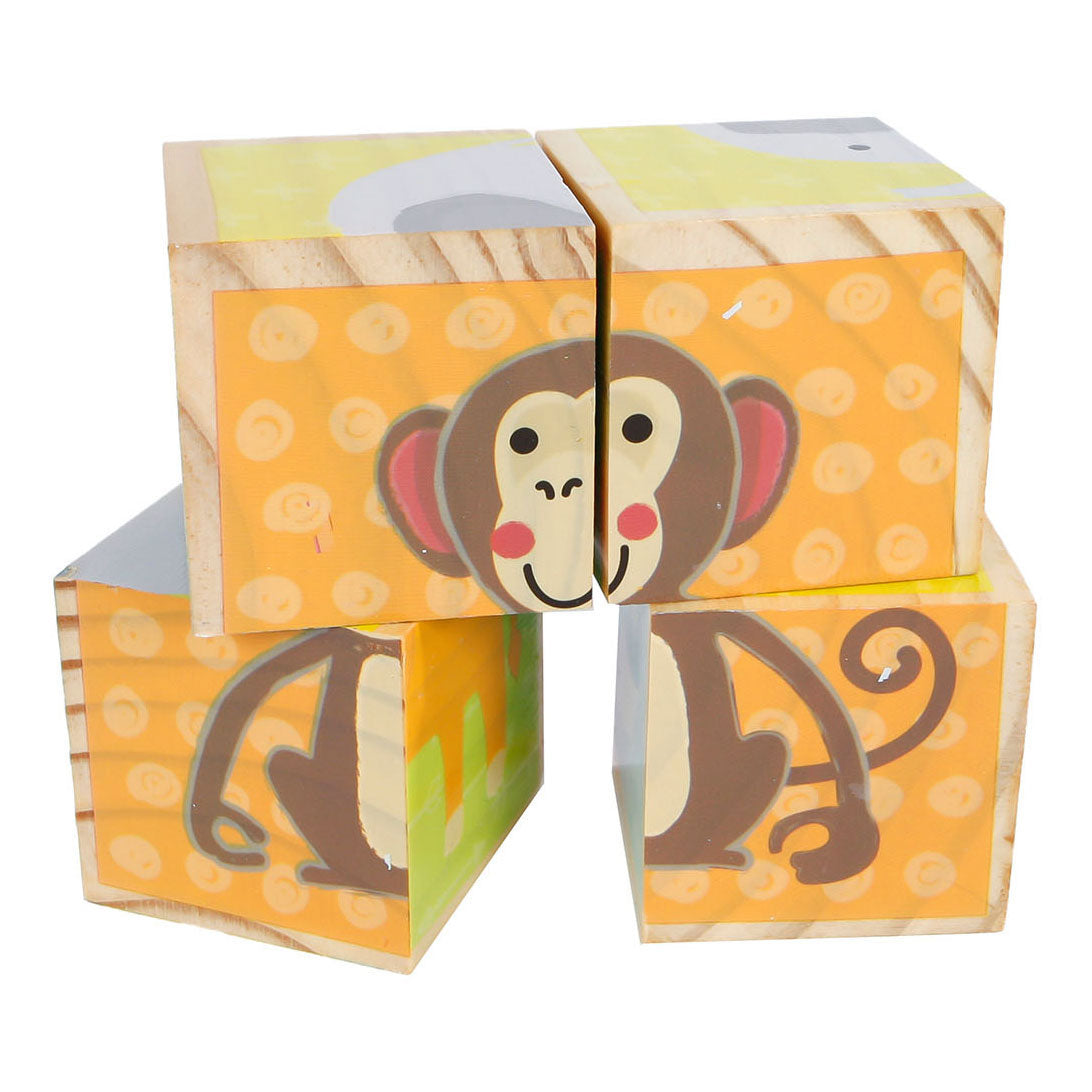 Wooden block puzzle animals FSC, 4st.