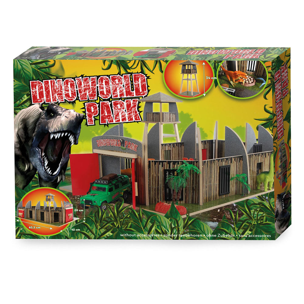 Dinoworld wooden dinosaur park with watchtower play set