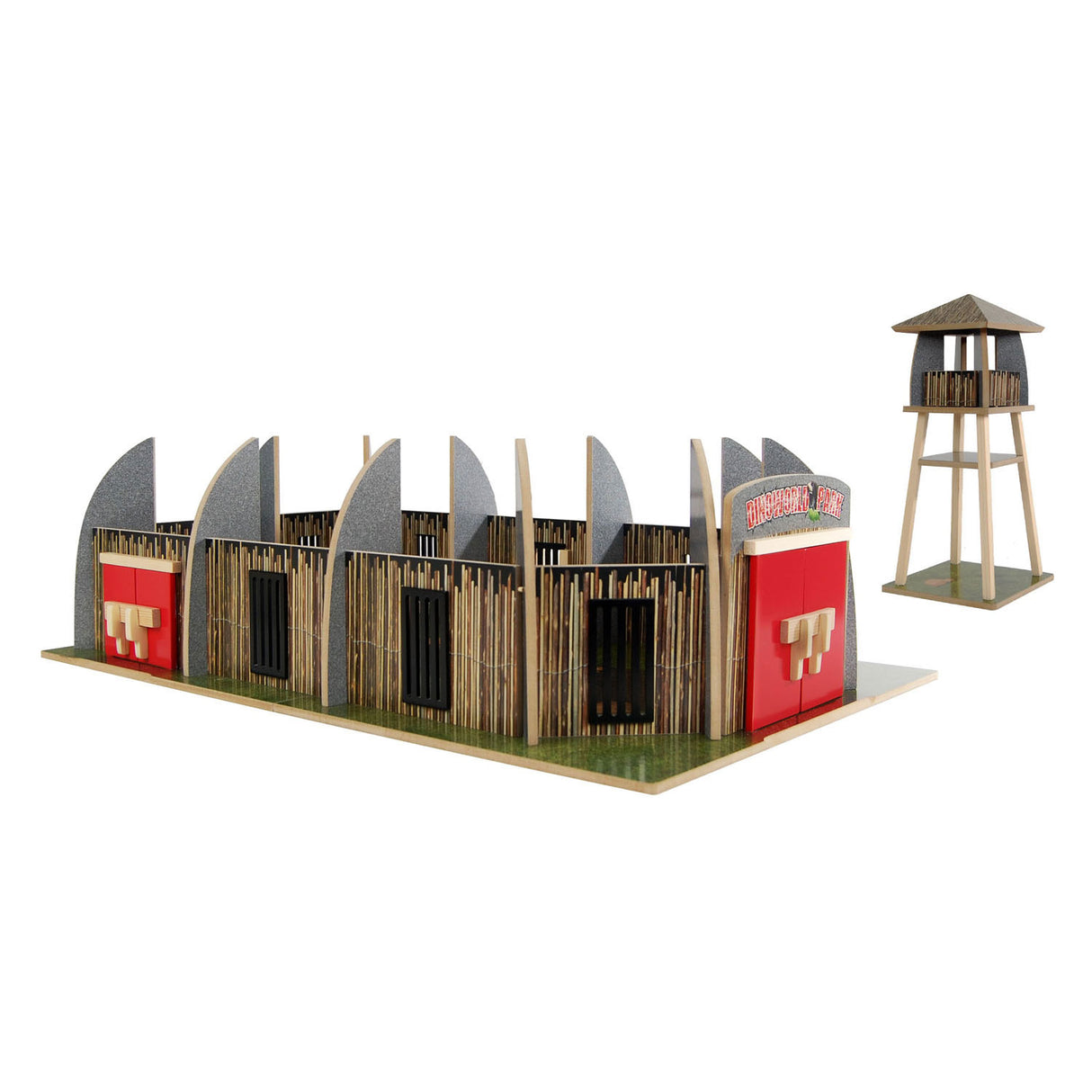 Dinoworld wooden dinosaur park with watchtower play set