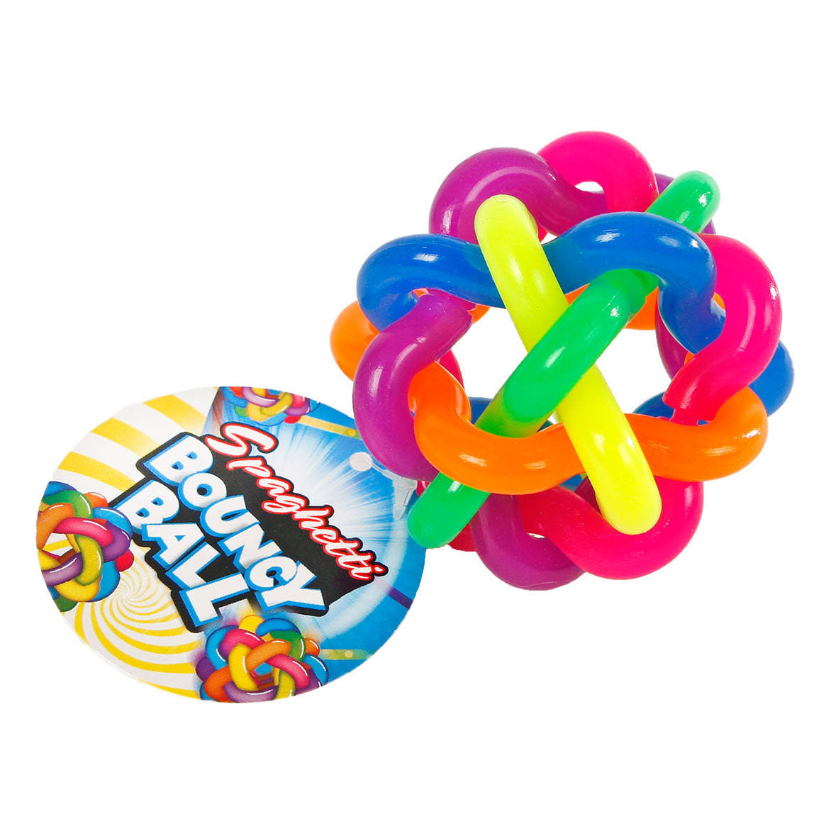 Rainbow spaghetti bouncing ball, 6.5 cm