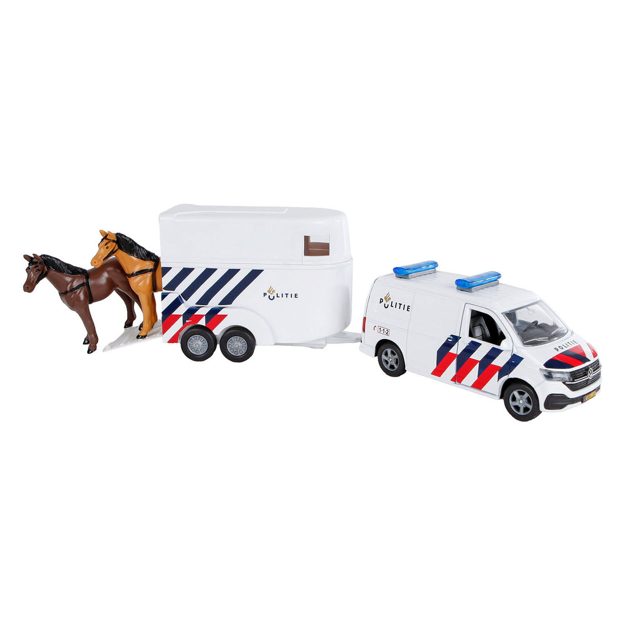 Kids Globe Globe VW Transporter Police With Horse Trailer