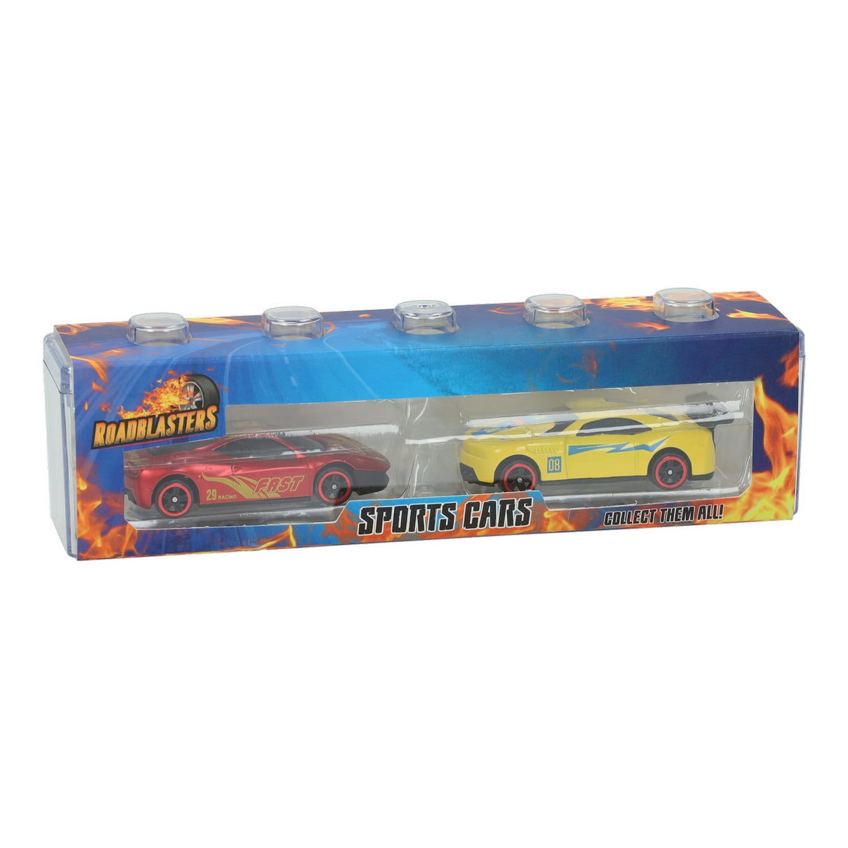 Caja de almacenamiento de Roadblasters con 2 autos de carreras de fundición