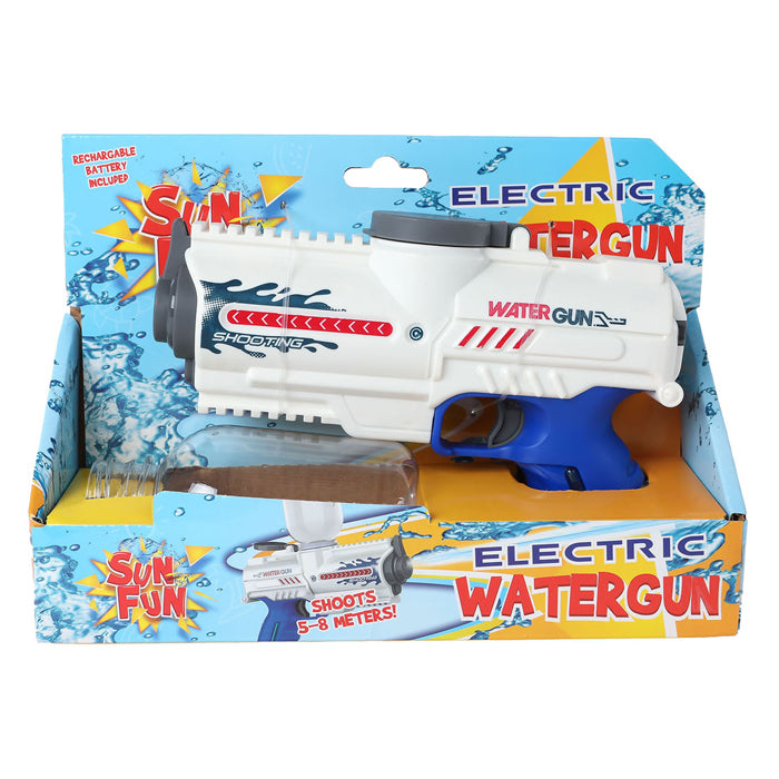 Sun Fun Sun Fun Water Gun Electric con bottiglia di blu bianco, 18 cm