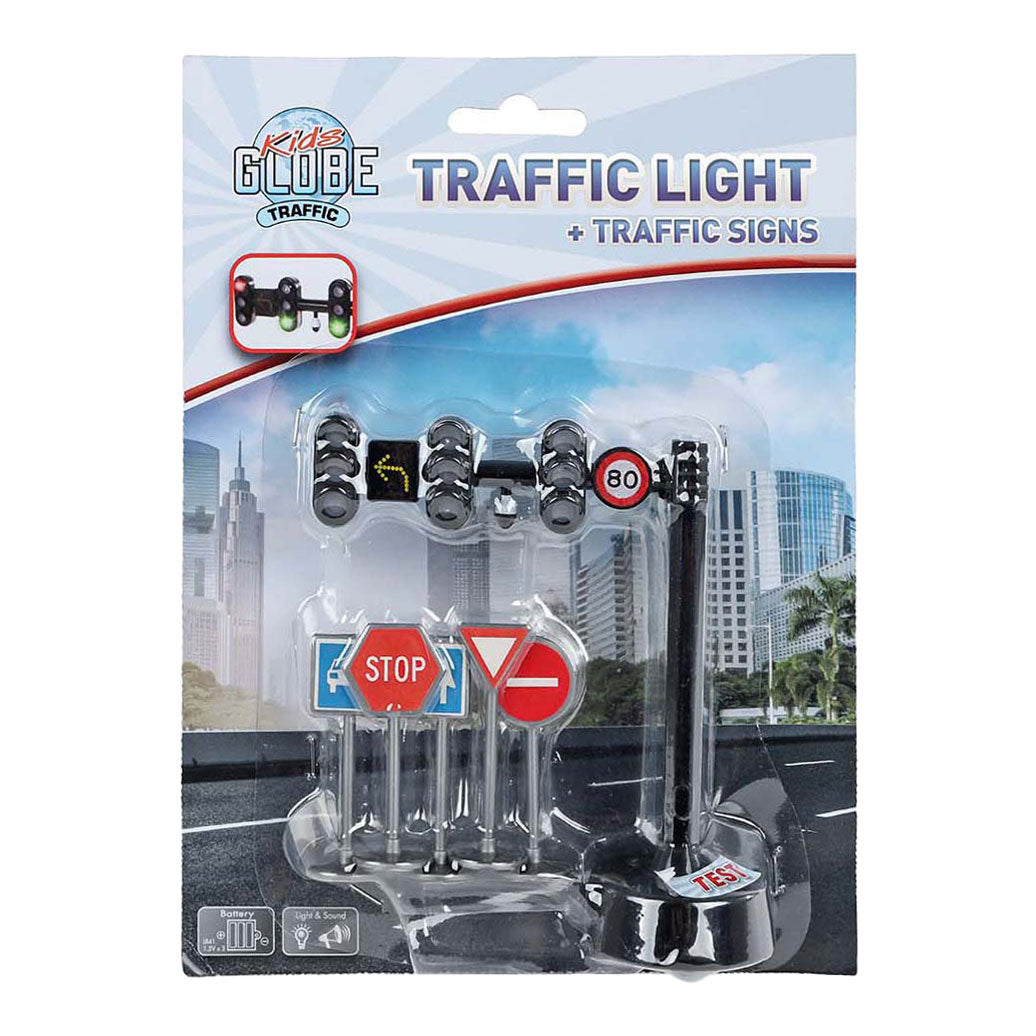 Kids Globe Traffic Light con 3 luci e 5 segnali stradali