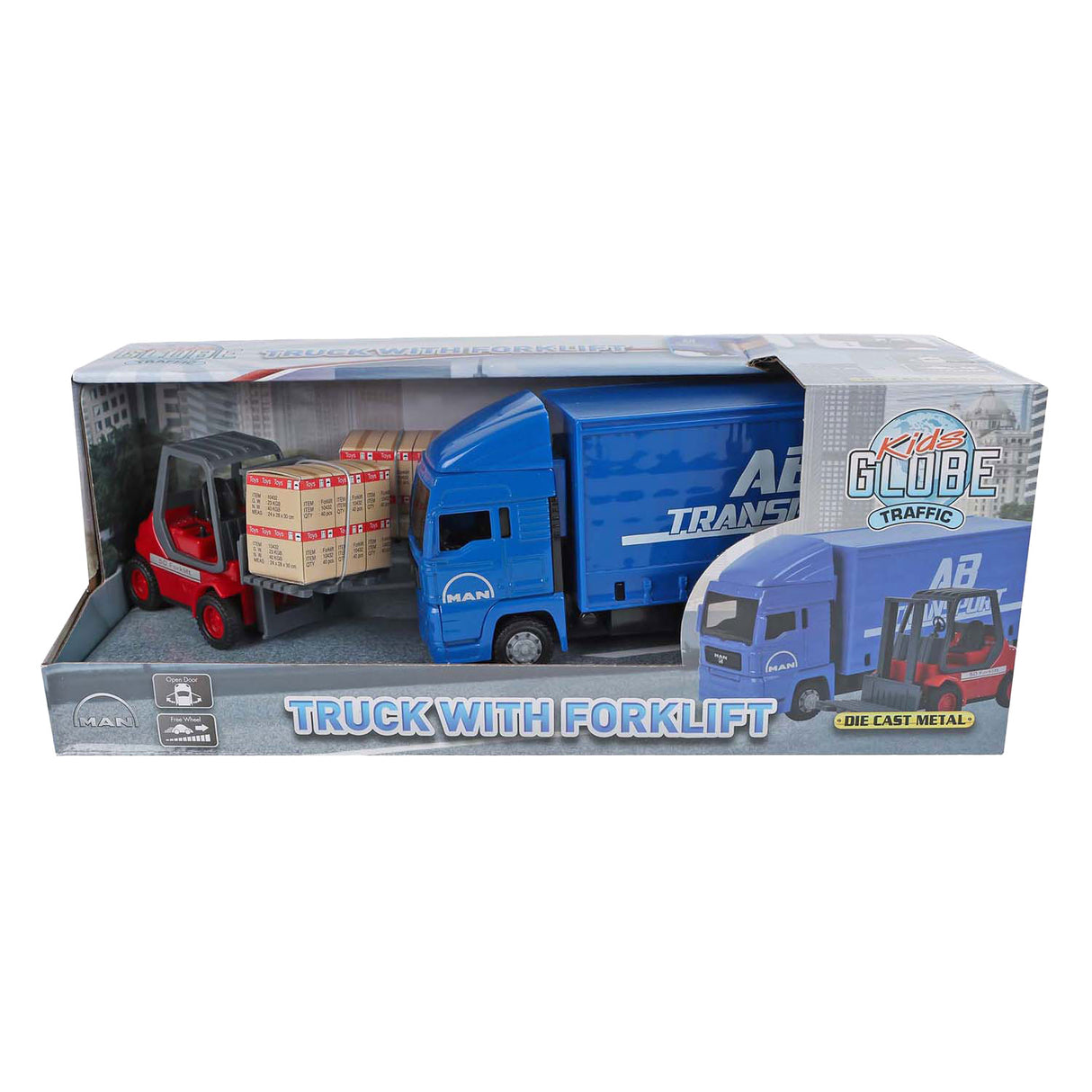 Kids Globe Man Truck med gaffeltruck. 17 cm