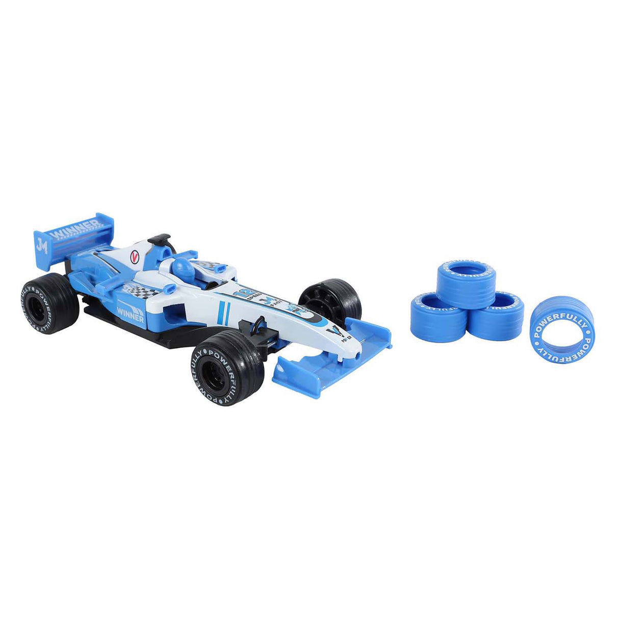 2-play formula racing car with extra tires pull back