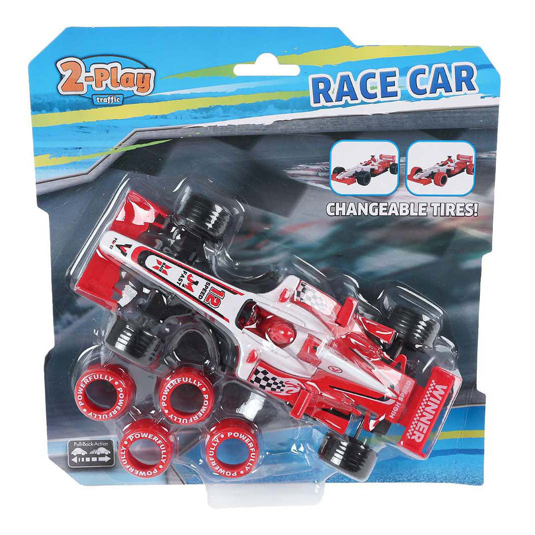 2-play formula racing car with extra tires pull back