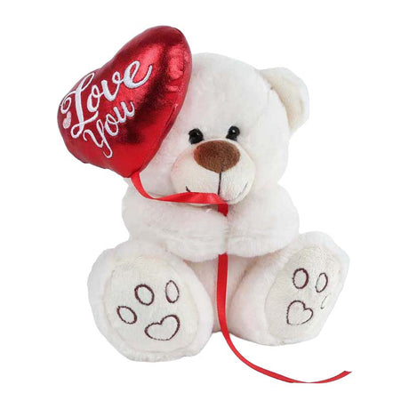 Take me home beer met ballonhart pluche 20cm (off) white
