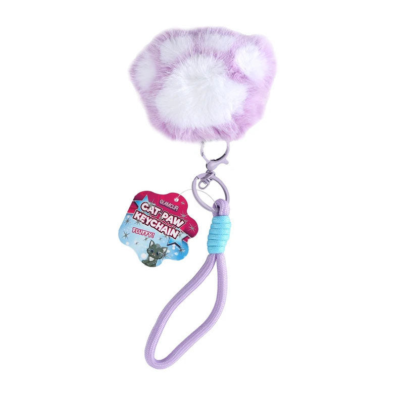 Glamour fluffy sleutelhanger kattenpootje