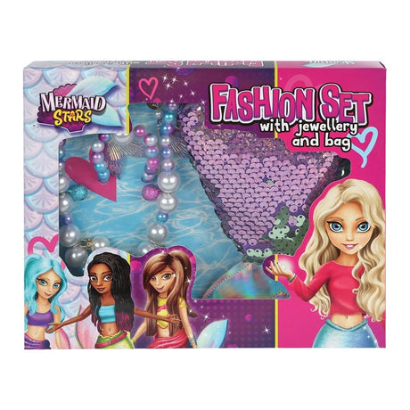 Mermaid stars modeset met sieraden en glittertas