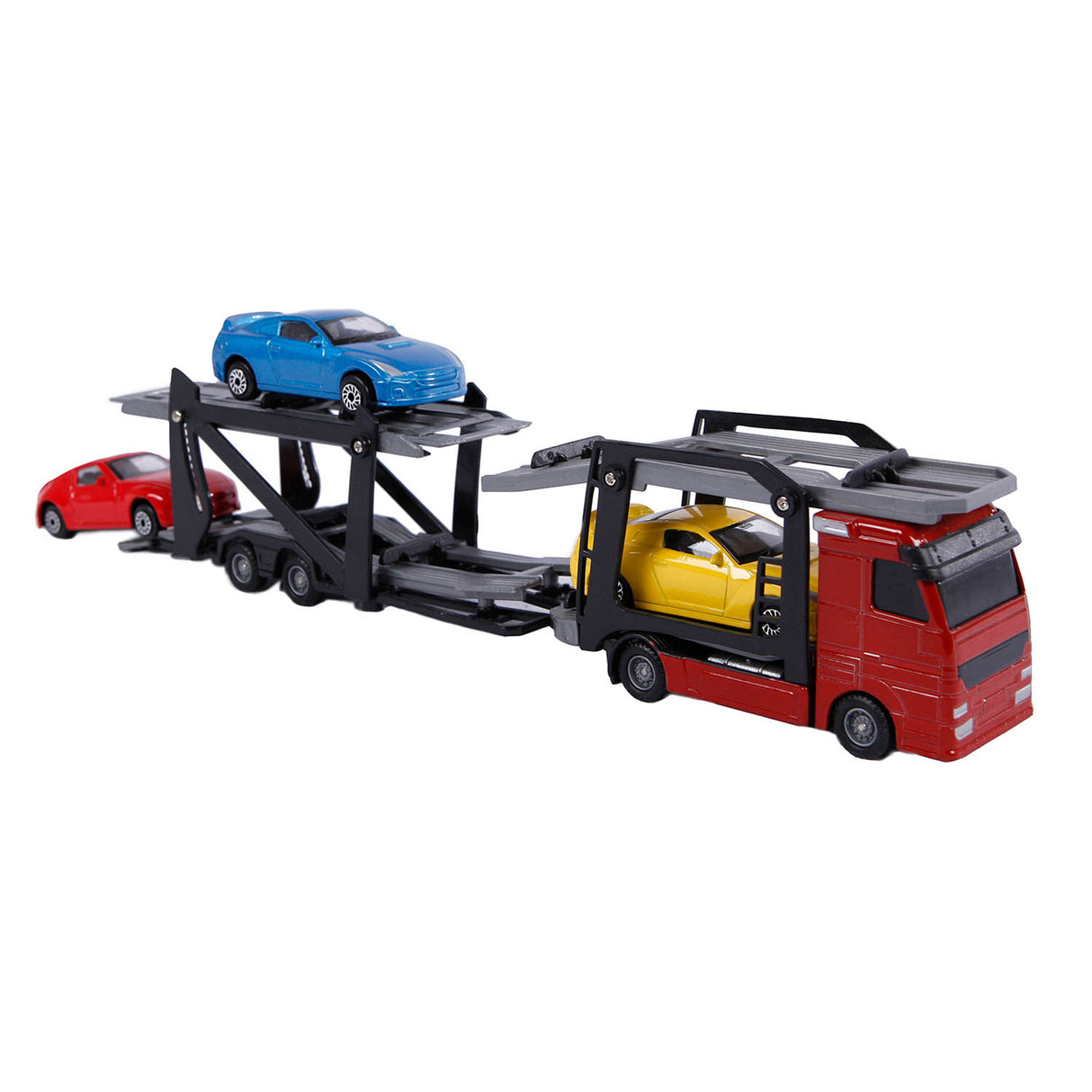 Transporteur de camions moulés à 2 jeux avec des voitures, 26 cm