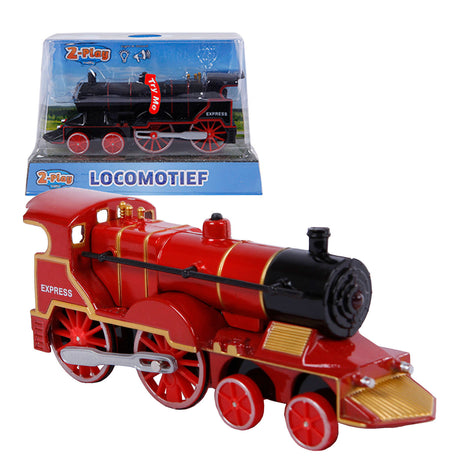 Locomotiva fundida de 2 jogos com luz e som, 14 cm