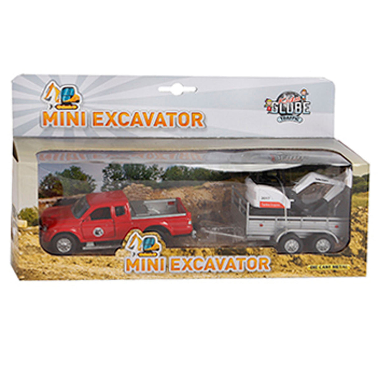 Kids Globe Die-Cast Mitsubishi avec mini excavateur, 27 cm