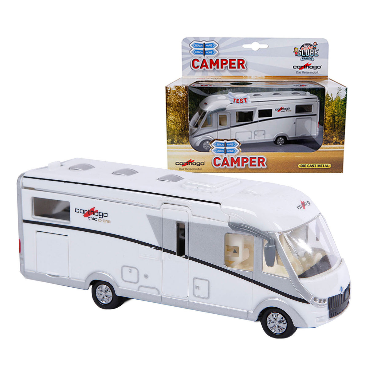 Kids Globe Die Cast Carthago Camper avec léger, 16 cm