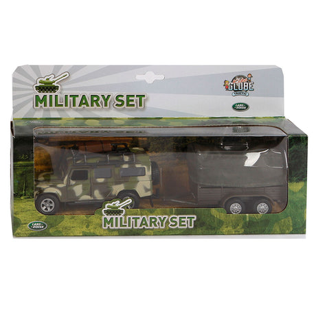 Kids Globe Globe Die-cast Land Rover Met Aanhanger Leger, 27cm