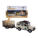 Kids Globe Globe Die Cast Land Rover con Giraffe-Trailer, 29 cm