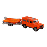 Kids Globe Die Cast Land Rover z łodzią ratunkową, 27 cm