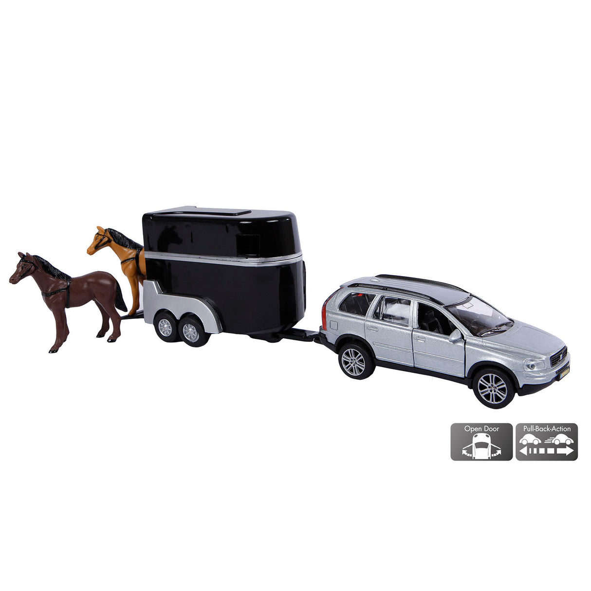 Kids Globe Globe Die Cast Volvo XC90 con remolque de caballos, 27 cm