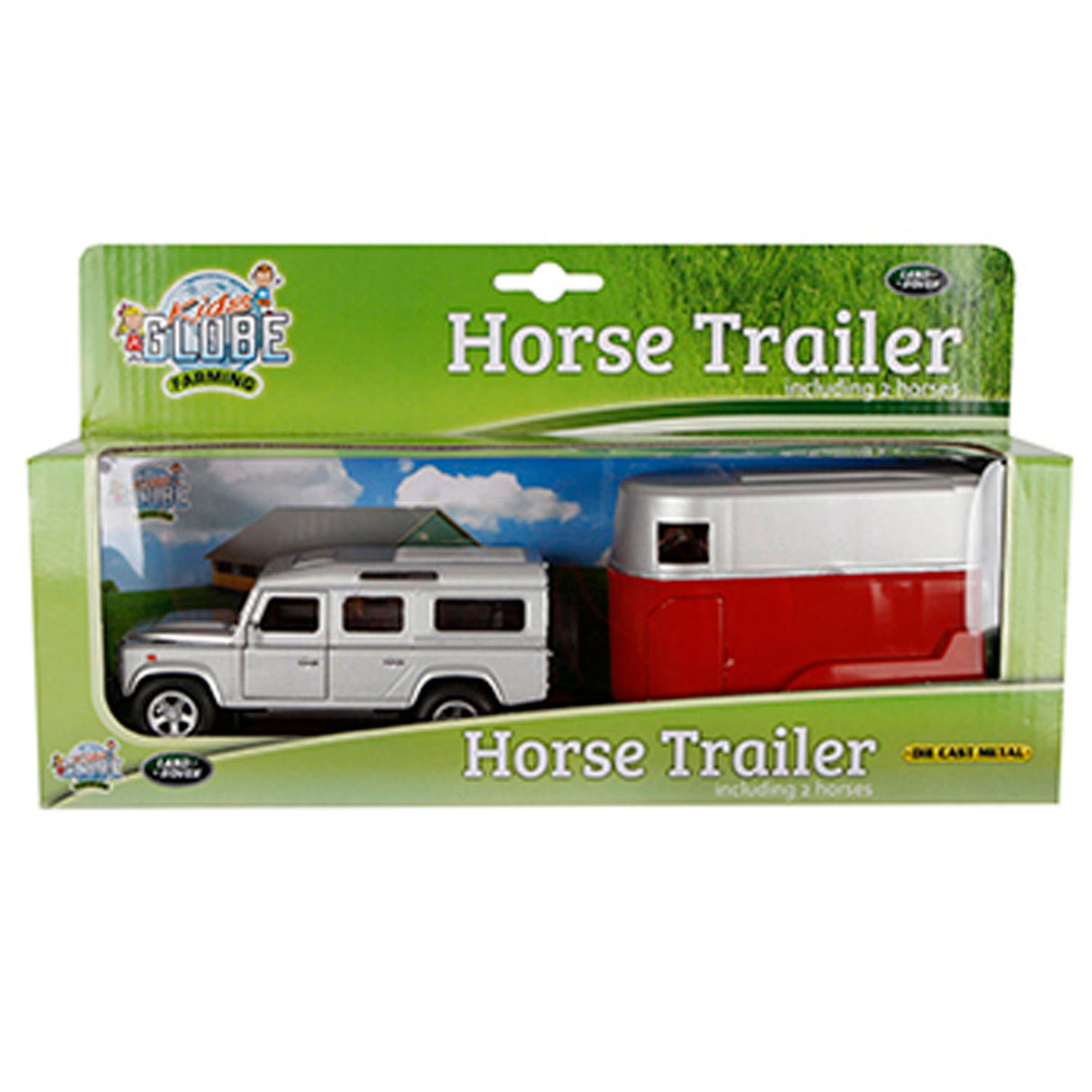 Kids Globe Die Cast Land Rover with Horse trailer 1:32