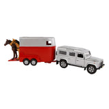 Barn Globe Die Cast Land Rover med hästvagn 1:32