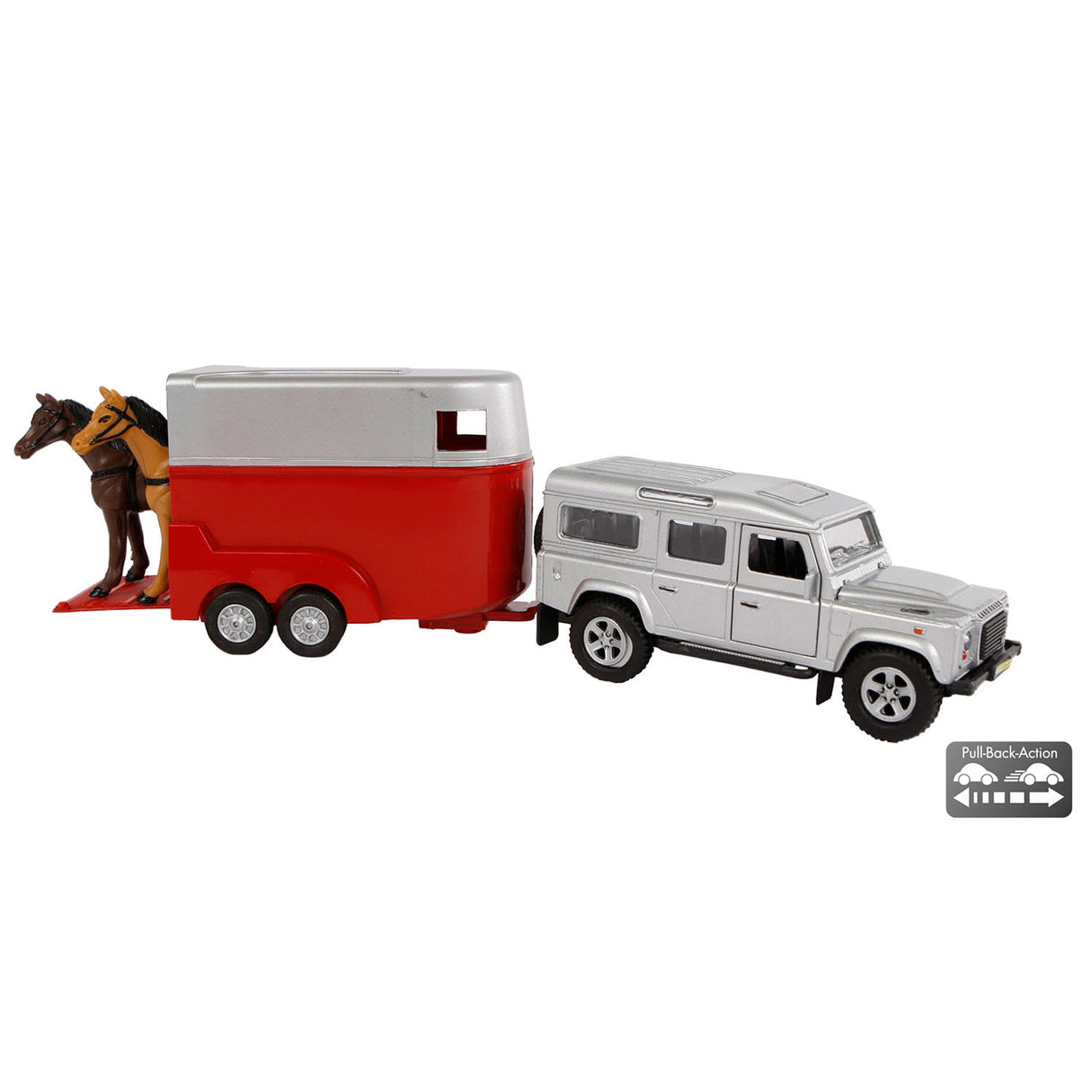 Kids Globe Die Cast Land Rover con Trailer de caballos 1:32