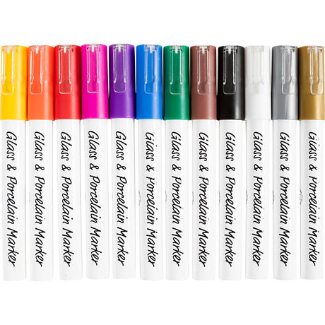 Creativ company https: www.cchobby.nl glass-porcelain markers-line thickness-1-2-mm-semi-opaque-various-colors-12-piece-1-box
