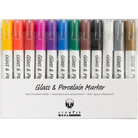 Creativ company https: www.cchobby.nl glass-porcelain markers-line thickness-1-2-mm-semi-opaque-various-colors-12-piece-1-box