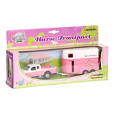 Kids Globe Die Die Cast Car avec une remorque de cheval rose, 1:32