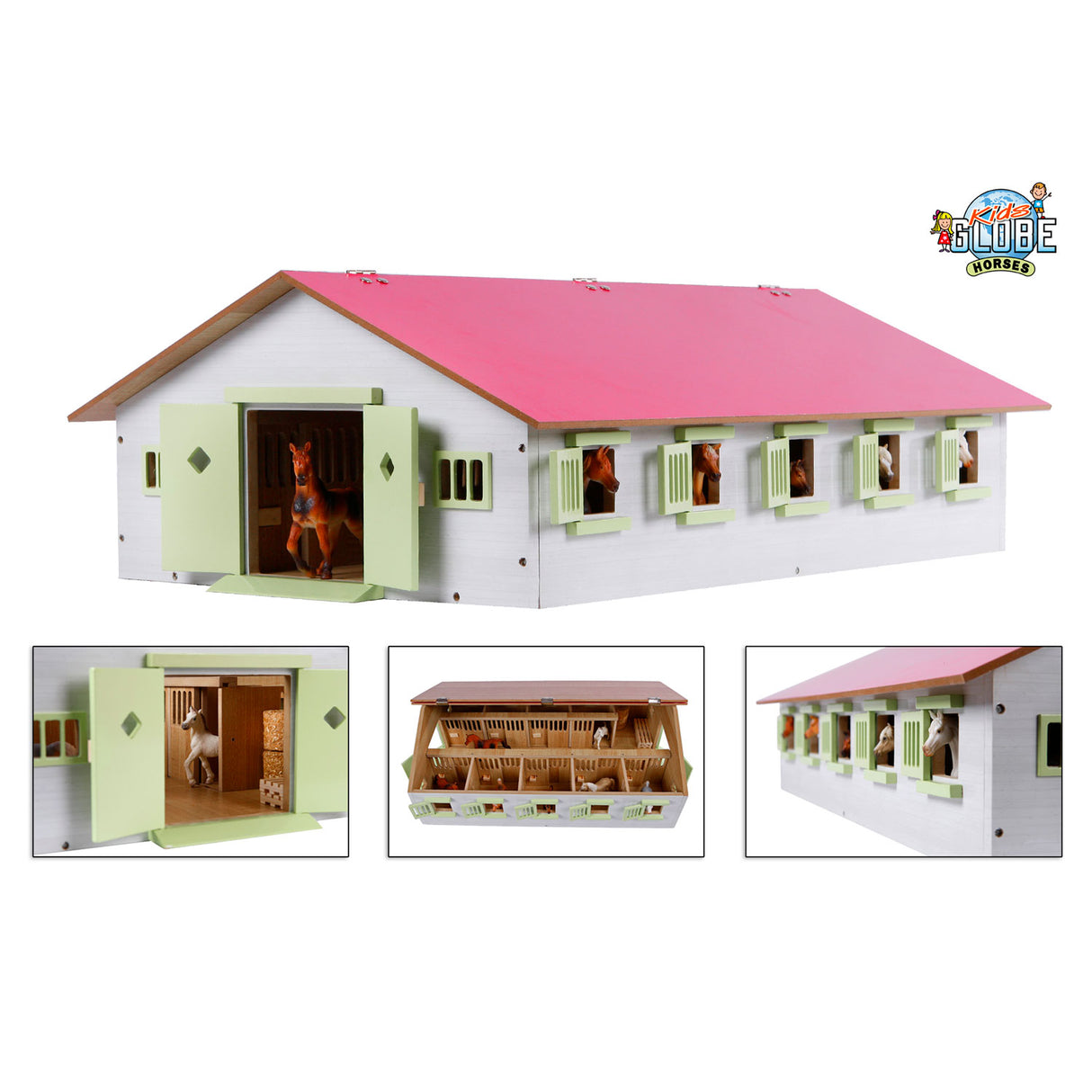 Kids Globe horse stable with 9 boxes, 1:32